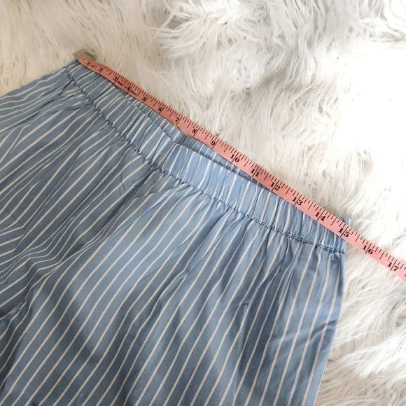 LAKE Pajama 2-PC Set LARGE Top Shorts Blue White Stripe 100% Cotton - Picture 7 of 16